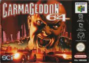 Scan of front side of box of Carmageddon 64